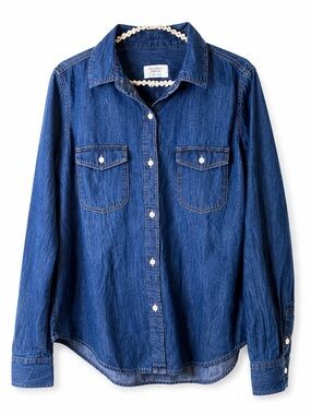 Universal Thread Denim Button Down Shirt | Medium Wash Cotton | M